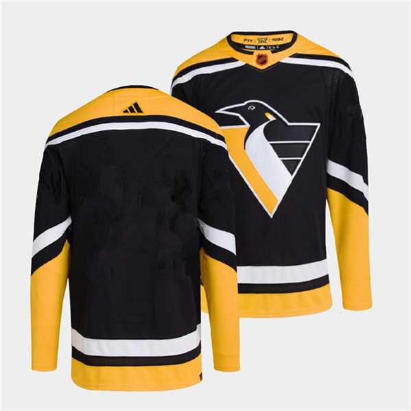 Men%27s Pittsburgh Penguins Blank Black 2022 Reverse Retro Stitched Jersey->vegas golden knights->NHL Jersey